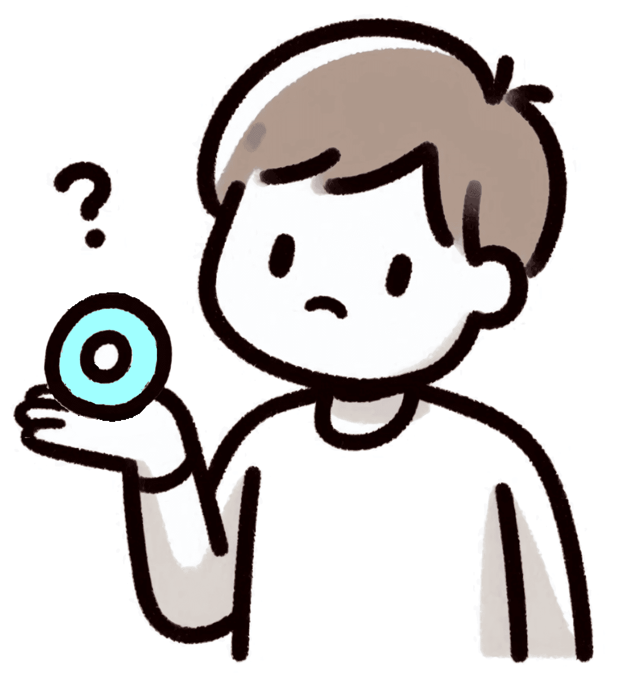 トローチ薬に開いた穴を不思議そうに見つめる人