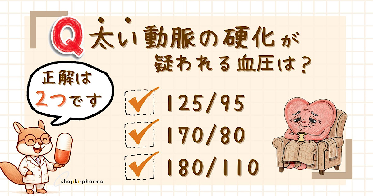 太い動脈の動脈硬化が疑われる血圧の目安を解説するアイキャッチ画像