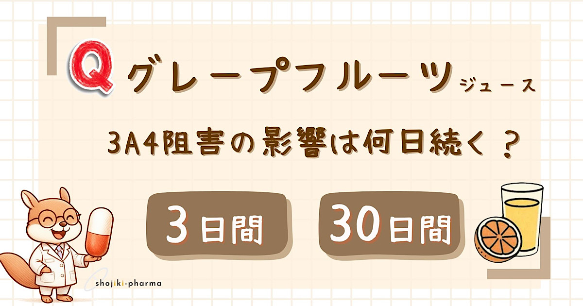 グレープフルーツジュースによるCYP3A4阻害作用はどのくらいの期間続く？という記事のアイキャッチ画像