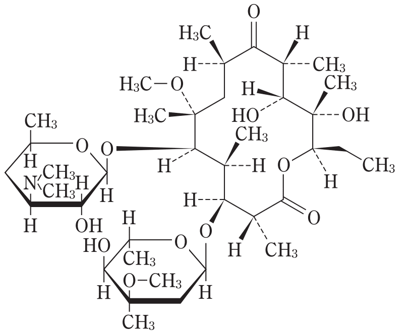 マクロライド系抗生物質クラリスロマイシンの化学構造式
